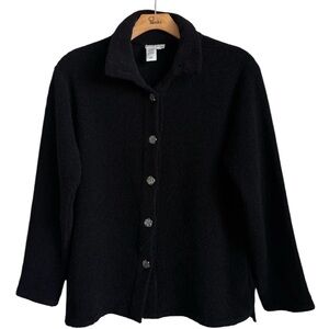 Coldwater Creek Black Wool Blend Coat Jacket Sweater Large